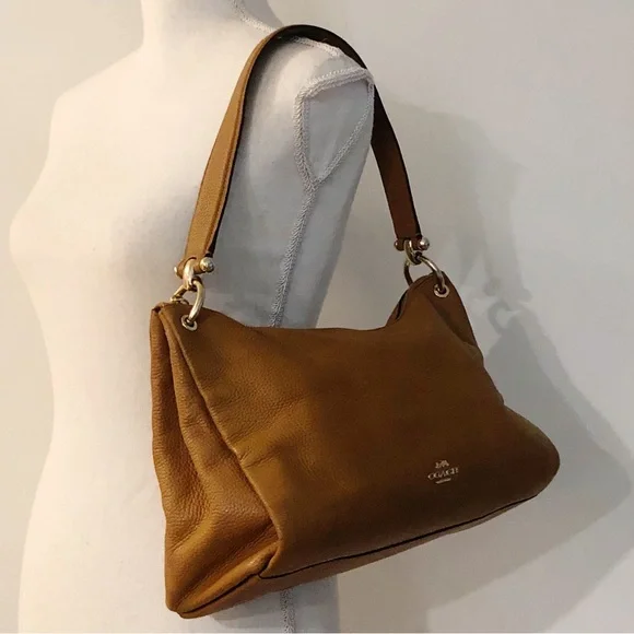COACH MIA Brown Pebbled Leather Shoulder Bag